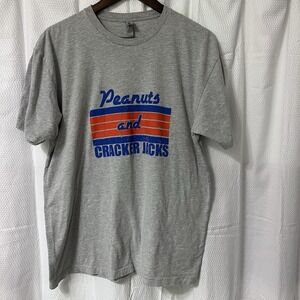 Baseball "Peanuts & Cracker Jacks" Graphic Tee Gray Short Sleeve Unisex XL